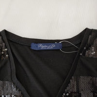 Rhythm of Life UA UNITED ARROWS 新品 スパンコール 長袖Ｔシャツ カットソー ロンＴ ブラック レディース リズムオブライフ【中古】5-0222M∞