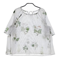 CACUMA 野の花のラグランブラウス フラワープリント ボタニカル柄 ブラウス シャツ ブルー レディース カクマ【中古】5-0417M∞