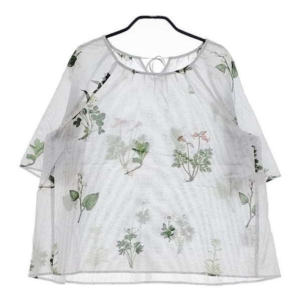 CACUMA 野の花のラグランブラウス フラワープリント ボタニカル柄 ブラウス シャツ ブルー レディース カクマ【中古】5-0417M∞