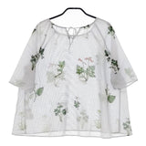 CACUMA 野の花のラグランブラウス フラワープリント ボタニカル柄 ブラウス シャツ ブルー レディース カクマ【中古】5-0417M∞