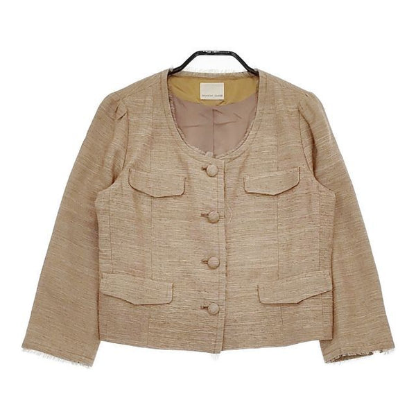 Deuxieme Classe シルク ノーカラージャケット ベージュ レディース ドゥーズィエムクラス【中古】5-0222M∞