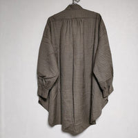 nest Robe 01214-1127 リボンタイ 千鳥格子 ウール ブラウス シャツ ブラウン レディース ネストローブ【中古】4-1127T∞