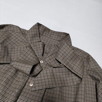 nest Robe 01214-1127 リボンタイ 千鳥格子 ウール ブラウス シャツ ブラウン レディース ネストローブ【中古】4-1127T∞