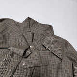 nest Robe 01214-1127 リボンタイ 千鳥格子 ウール ブラウス シャツ ブラウン レディース ネストローブ【中古】4-1127T∞