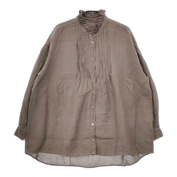 nest Robe 01201-1419 製品染め リネンフリンジカラーピンタック ブラウス シャツ チャコールグレー レディース ネストローブ【中古】5-0417M∞