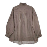 nest Robe 01201-1419 製品染め リネンフリンジカラーピンタック ブラウス シャツ チャコールグレー レディース ネストローブ【中古】5-0417M∞