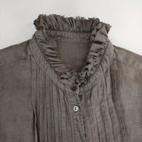 nest Robe 01201-1419 製品染め リネンフリンジカラーピンタック ブラウス シャツ チャコールグレー レディース ネストローブ【中古】5-0417M∞