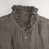 nest Robe 01201-1419 製品染め リネンフリンジカラーピンタック ブラウス シャツ チャコールグレー レディース ネストローブ【中古】5-0417M∞