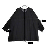 nest Robe 01241-1489 リネンラミーフリルネックチュニック ブラウス 24SS ブラック レディース ネストローブ【中古】4-0929M♪