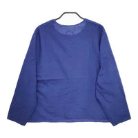 Lin francais d'antan ノーカラージャケット スナップボタン コットン 長袖シャツ ブルー レディース ランフランセダンタン【中古】5-0417M∞