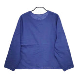 Lin francais d'antan ノーカラージャケット スナップボタン コットン 長袖シャツ ブルー レディース ランフランセダンタン【中古】5-0417M∞
