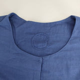 Lin francais d'antan ノーカラージャケット スナップボタン コットン 長袖シャツ ブルー レディース ランフランセダンタン【中古】5-0417M∞