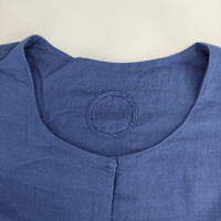 Lin francais d'antan ノーカラージャケット スナップボタン コットン 長袖シャツ ブルー レディース ランフランセダンタン【中古】5-0417M∞