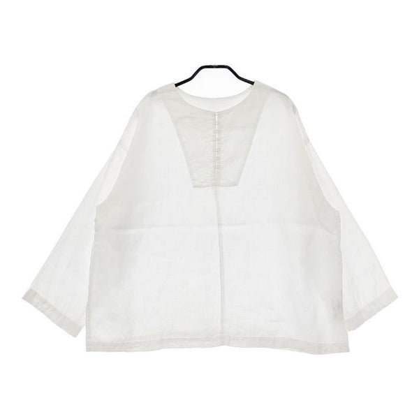 nest Robe 01231-1334 リネン ボタン2way Tブラウス 長袖シャツ 23SS ホワイト レディース ネストローブ【中古】5-0417M∞