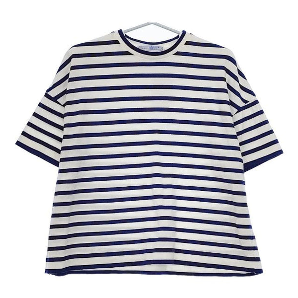 R&D.M.Co- 未使用品 BORDER KNIT & SEW T SHIRT ボーダー 定価26400円 no.6064 半袖Ｔシャツ カットソー ホワイト ブルー レディース オールドマンズテーラー【中古】5-0601S∞