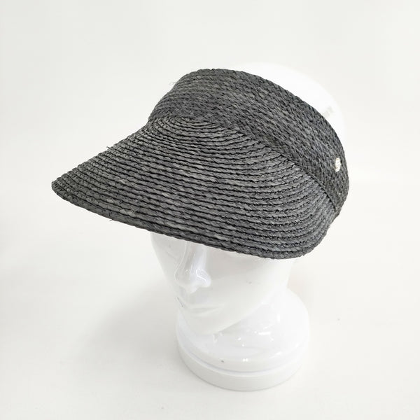 HELEN KAMINSKI ラフィア サンバイザー スリランカ製 サンバイザー チャコールグレー レディース ヘレンカミンスキー【中古】5-0714S◎