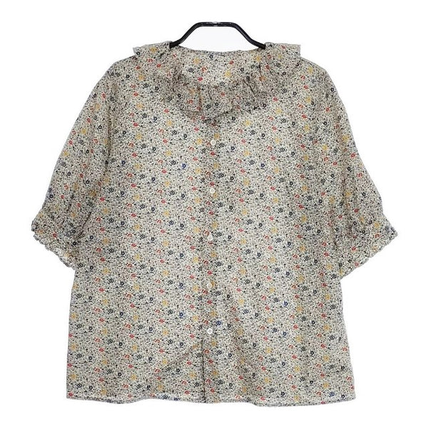 BEAMS BOY リバティ フリル 5分袖 シャツ 定価16280円 花柄 ブラウス 24SS ホワイト レディース ビームスボーイ【中古】4-0929S♪