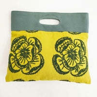mina perhonen vs9856 flag bag hope フラッグバッグ 刺繍 トートバッグ イエロー レディース ミナペルホネン【中古】5-0319G∞