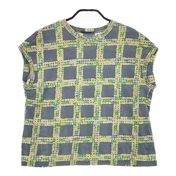 mina perhonen aas8673 flower gate サイズ36 コットン ノースリーブ Ｔシャツ カットソー 22SS グレー マルチ レディース ミナペルホネン【中古】5-0601S∞