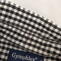 GYMPHLEX ボタンダウン ギンガムチェック 胸刺繍 COMBED COTTON 長袖シャツ ブラック ホワイト レディース ジムフレックス【中古】5-0204M∞