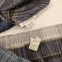 PLEATS PLEASE ISSEY MIYAKE デニム転写プリント プリーツ トップス スカート セットアップ ネイビー グレー レディース プリーツプリーズ【中古】5-0601S∞