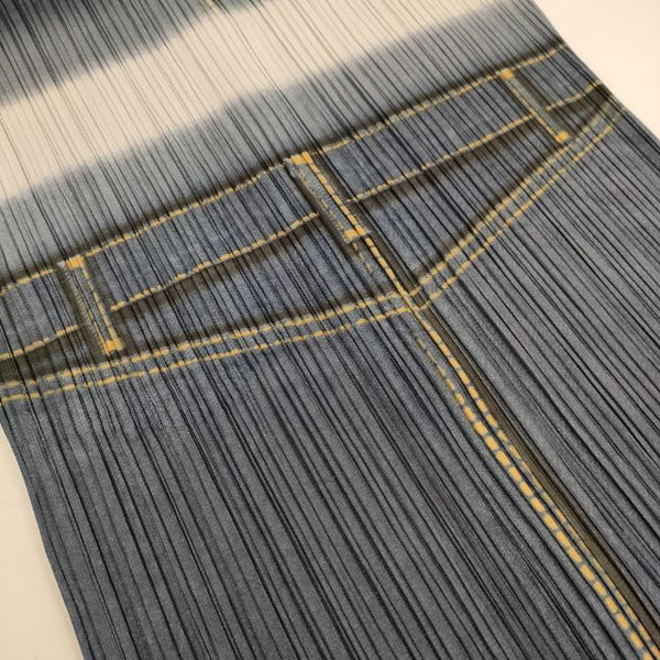 ［美品］プリーツプリーズ　ダークグレーデニム転写プリントスカート 楽天市場】PLEATS PLEASE プリーツプリーズ 美品 PLEATS PLEASE