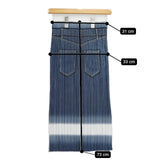 PLEATS PLEASE ISSEY MIYAKE デニム転写プリント プリーツ トップス スカート セットアップ ネイビー グレー レディース プリーツプリーズ【中古】5-0601S∞