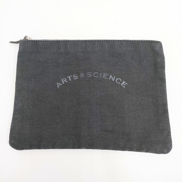 ARTS&SCIENCE リネン ロゴ ポーチ小 ポーチ ブラック レディース アーツ&サイエンス【中古】5-0526G◎