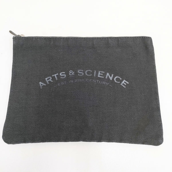 ARTS&SCIENCE リネン ロゴ ポーチ中 ポーチ ブラック レディース アーツ&サイエンス【中古】5-0526G◎