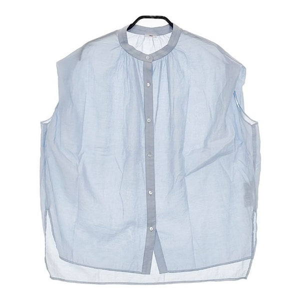 IENA バンドカラー タック フレンチブラウス 定価14300円 ノースリーブ ブラウス シャツ 24SS ライトブルー レディース イエナ【中古】5-0601S∞