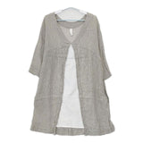 Kelen 切替 リネン 加工 長袖 プルオーバー ワンピース ベージュ ホワイト レディース ケレン【中古】5-0703M∞