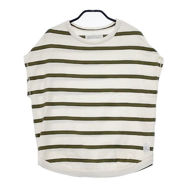 NATURAL LAUNDRY ボーダー Ｔシャツ カットソー オフホワイト カーキ レディース ナチュラルランドリー【中古】5-0619S∞