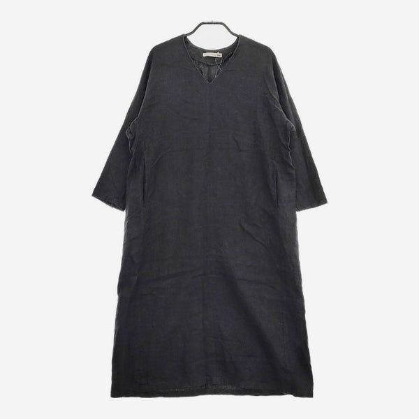 evam eva 起毛リネンVネック E183T071 Raising linen dolman onepiece ワンピース ブラック系 レディース エヴァムエヴァ【中古】5-0204M∞