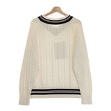 CIOTA 新品 Cricket Sweater チルデンニット サイズ5 KNLM-101 定価29700円 セーター ニット 23SS ホワイト メンズ シオタ【中古】4-1006M♪