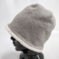 mature ha 新品 ECO-015YK hood cap 裏ボア 定価15400円 ニットキャップ グレー ホワイト レディース マチュアーハ【中古】4-0929T♪