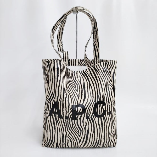 A.P.C. ゼブラ柄 LOU TOTE トートバッグ キナリ ブラック レディース アーペーセー【中古】4-1011G♪