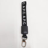 A.P.C. porte clefs logo NOIR レザー 定価9900円 キーホルダー ブラック レディース アーペーセー【中古】4-0929G♪