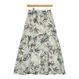 HUMAN WOMAN CU/Cツイル・リーフプリントスカート ロングスカート ホワイト グリーン レディース ヒューマンウーマン【中古】5-0403M∞