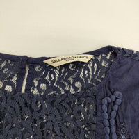 GALLARDAGALANTE especial レース 刺繍 ノースリーブ ブラウス シャツ ネイビー レディース ガリャルダガランテ【中古】5-0619S∞
