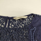 GALLARDAGALANTE especial レース 刺繍 ノースリーブ ブラウス シャツ ネイビー レディース ガリャルダガランテ【中古】5-0619S∞