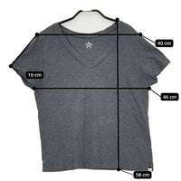 45R/45rpm Vネック コットン 半袖Ｔシャツ カットソー グレー レディース フォーティーファイブアールピーエム【中古】5-0703S∞