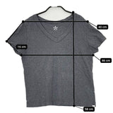 45R/45rpm Vネック コットン 半袖Ｔシャツ カットソー グレー レディース フォーティーファイブアールピーエム【中古】5-0703S∞