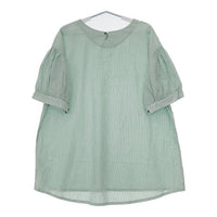 nest Robe シアサッカーストライプ 01222-1053 コットン チュニック 半袖 ブラウス シャツ グリーン レディース ネストローブ【中古】5-0703S∞