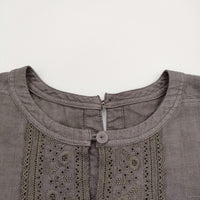 nest Robe リネンブロドリーアングレースチュニックブラウス カットワーク刺繍 01223-1017 グレー レディース ネストローブ【中古】5-0305M♪