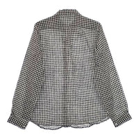 nest Robe リネンボウタイブラウス ギンガムチェック 01174-1117 長袖シャツ ブラック ホワイト レディース ネストローブ【中古】5-0403M∞