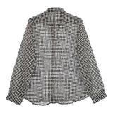 nest Robe リネンボウタイブラウス ギンガムチェック 01174-1117 長袖シャツ ブラック ホワイト レディース ネストローブ【中古】5-0403M∞