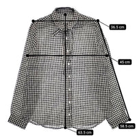 nest Robe リネンボウタイブラウス ギンガムチェック 01174-1117 長袖シャツ ブラック ホワイト レディース ネストローブ【中古】5-0403M∞
