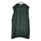 soil インド製 チェック タック ノースリーブ コットン ワンピース グリーン レディース ソイル【中古】5-0703S∞