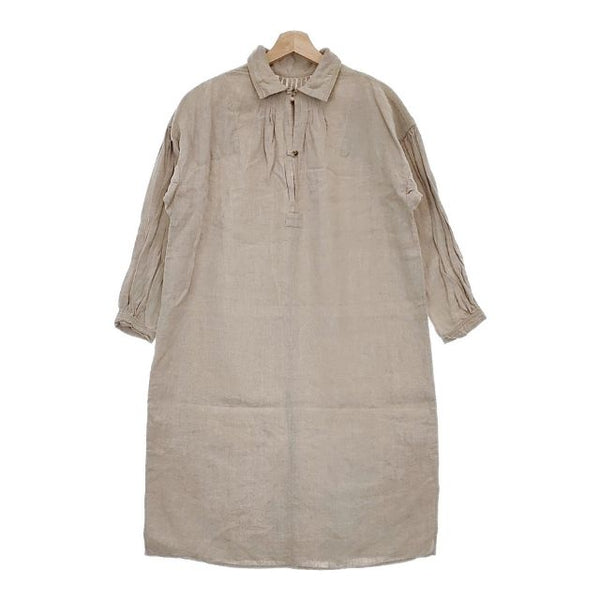 nest Robe 01084-0081 長袖 リネン ワンピース ベージュ レディース ネストローブ【中古】5-0529M∞