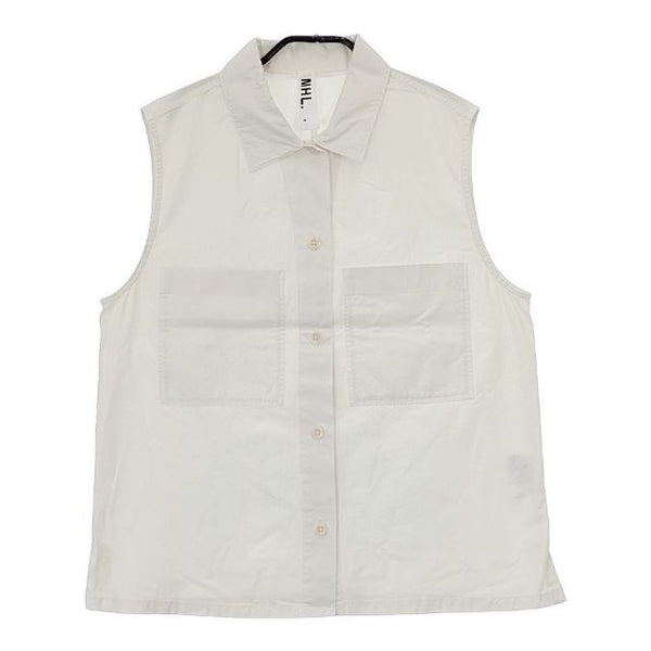 MHL. 595-9151550 DENSE POPLIN SHIRT コットン ノースリーブ ブラウス シャツ オフホワイト レディース エムエイチエル【中古】5-0703S∞
